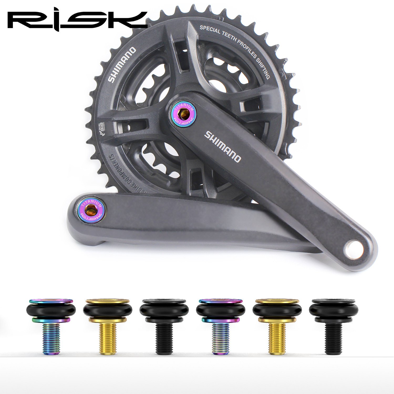 RISK Parts Mountain Bike Titanium Alloy Square Hole M8x15mm Middle Axle Fixing Screw Waterproof Small Cloth 412 Folding Bike RT125
