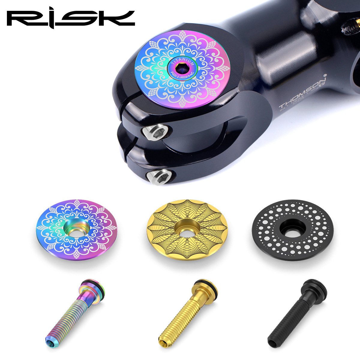 RISK Parts Titanium Alloy Headset Cap for Mountain and Road Bikes 28.6mm Fork RT103