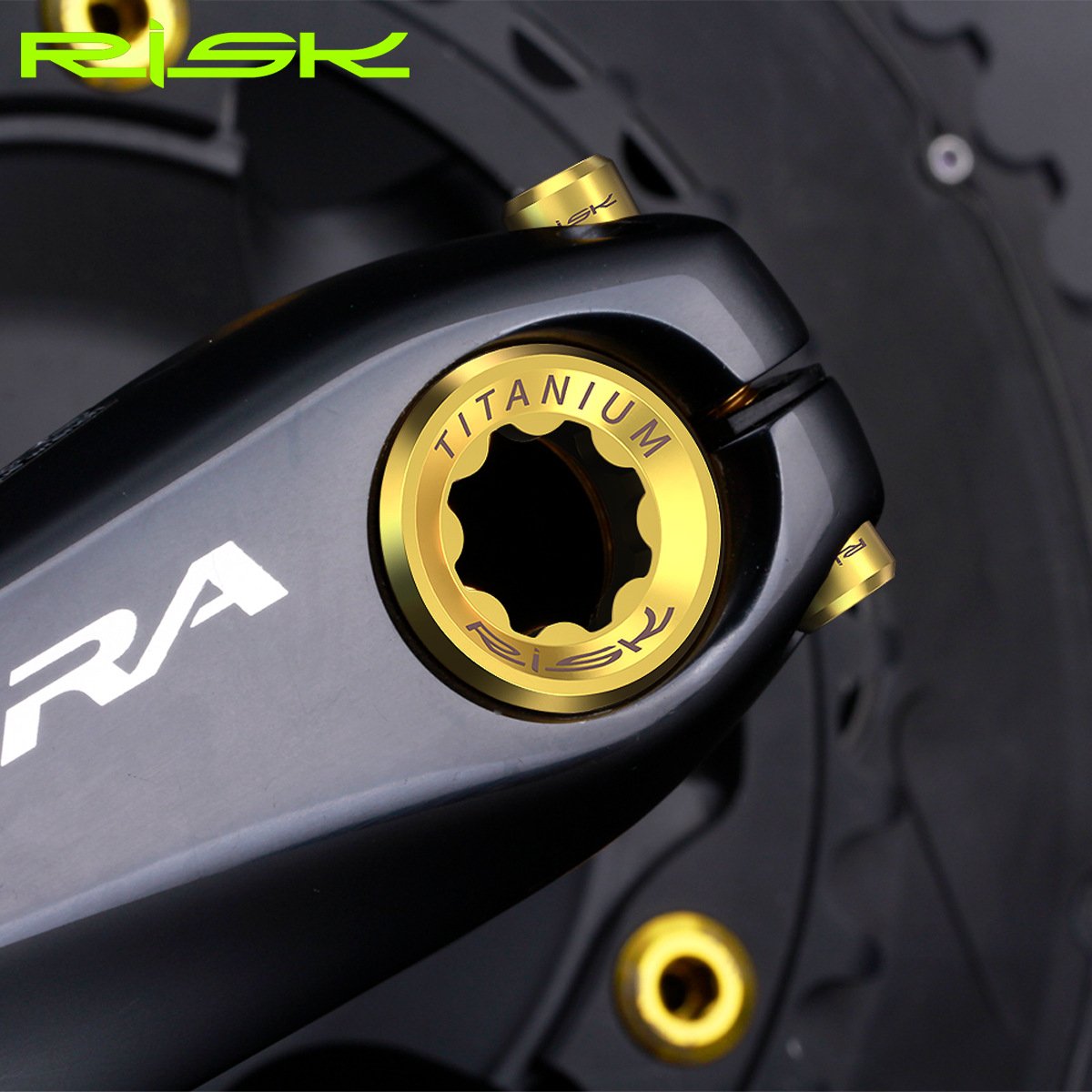 RISK Parts Mountain Bike Integrated Chainring Crank Cover M20mm Middle Axle Locking Titanium Alloy Star-Shaped Screw RT122/RT020