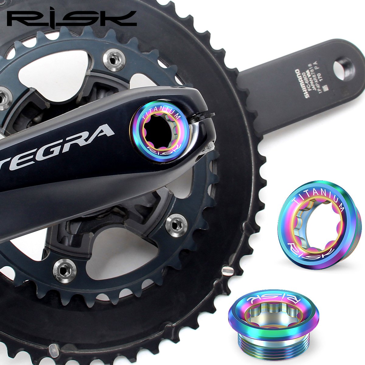 RISK Parts Mountain Bike Integrated Chainring Crank Cover M20mm Middle Axle Locking Titanium Alloy Star-Shaped Screw RT122/RT020
