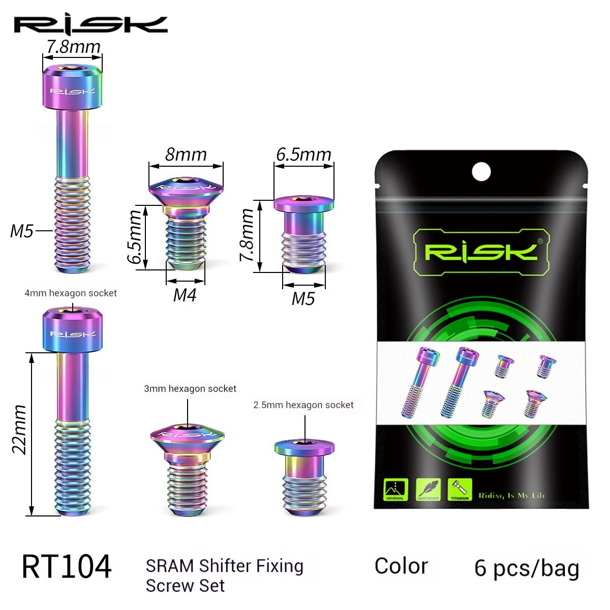 RISK Parts Mountain Bike SRAM Shifter Titanium Alloy Screw Kit GX/GX EAGLE/X9/X01XO1XX1 RT104