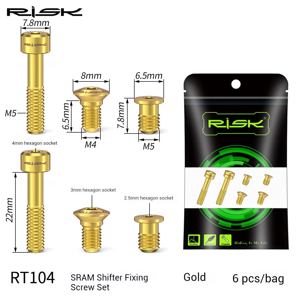 RISK Parts Mountain Bike SRAM Shifter Titanium Alloy Screw Kit GX/GX EAGLE/X9/X01XO1XX1 RT104