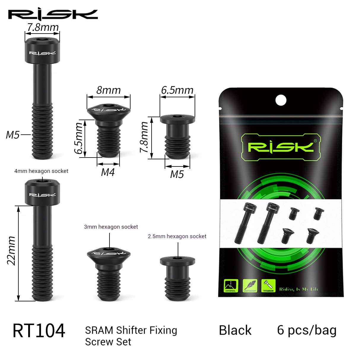 RISK Parts Mountain Bike SRAM Shifter Titanium Alloy Screw Kit GX/GX EAGLE/X9/X01XO1XX1 RT104