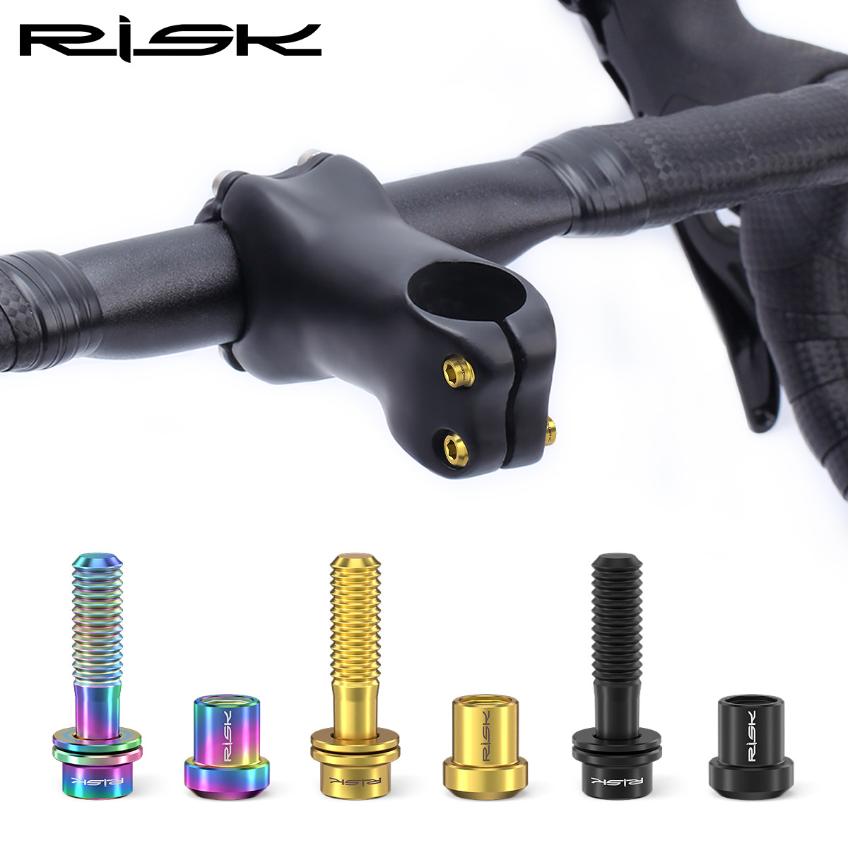 RISK Parts Mountain and Road Bike Titanium Alloy Stem Screws Carbon Fiber Integrated Drop Bars Fork Locking Nuts RT111-1/RT111-2