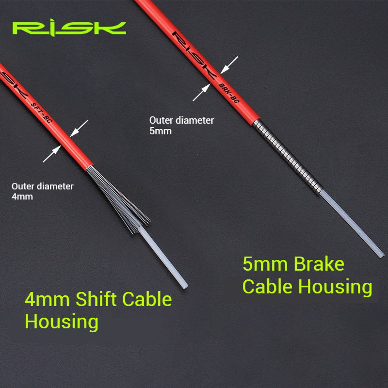 RISK Parts Mountain Road and Folding Bike Shift and Brake Cable Housing Colored Cable Housing Outer Shell Outer Tube Pull Wire Housing BRK-BC SFT-BC