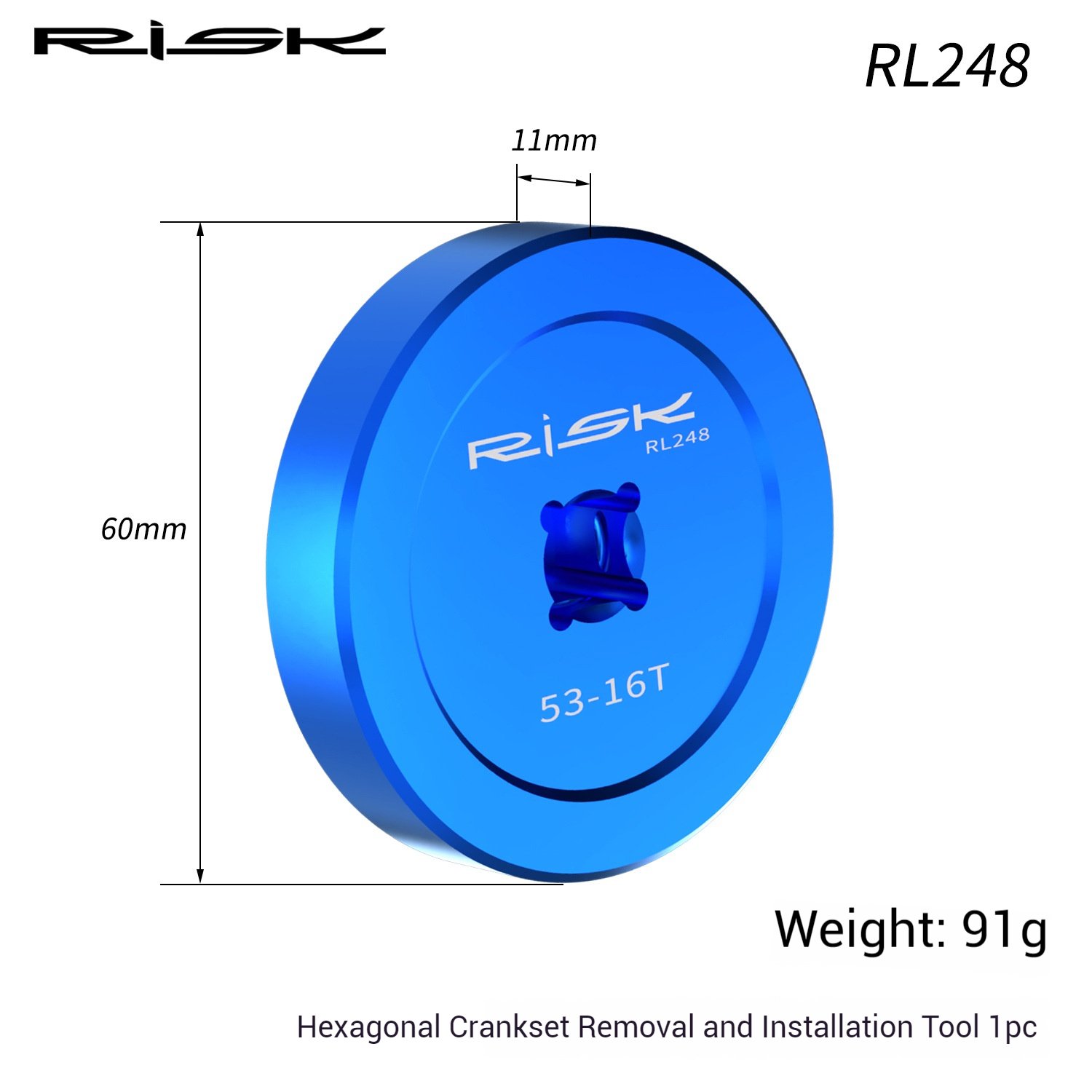 RISK Parts Bicycle Crankset T45 Threaded Axle Sleeve Removal and Installation Tool Maintenance Axle Wrench RL246 RL247 RL248