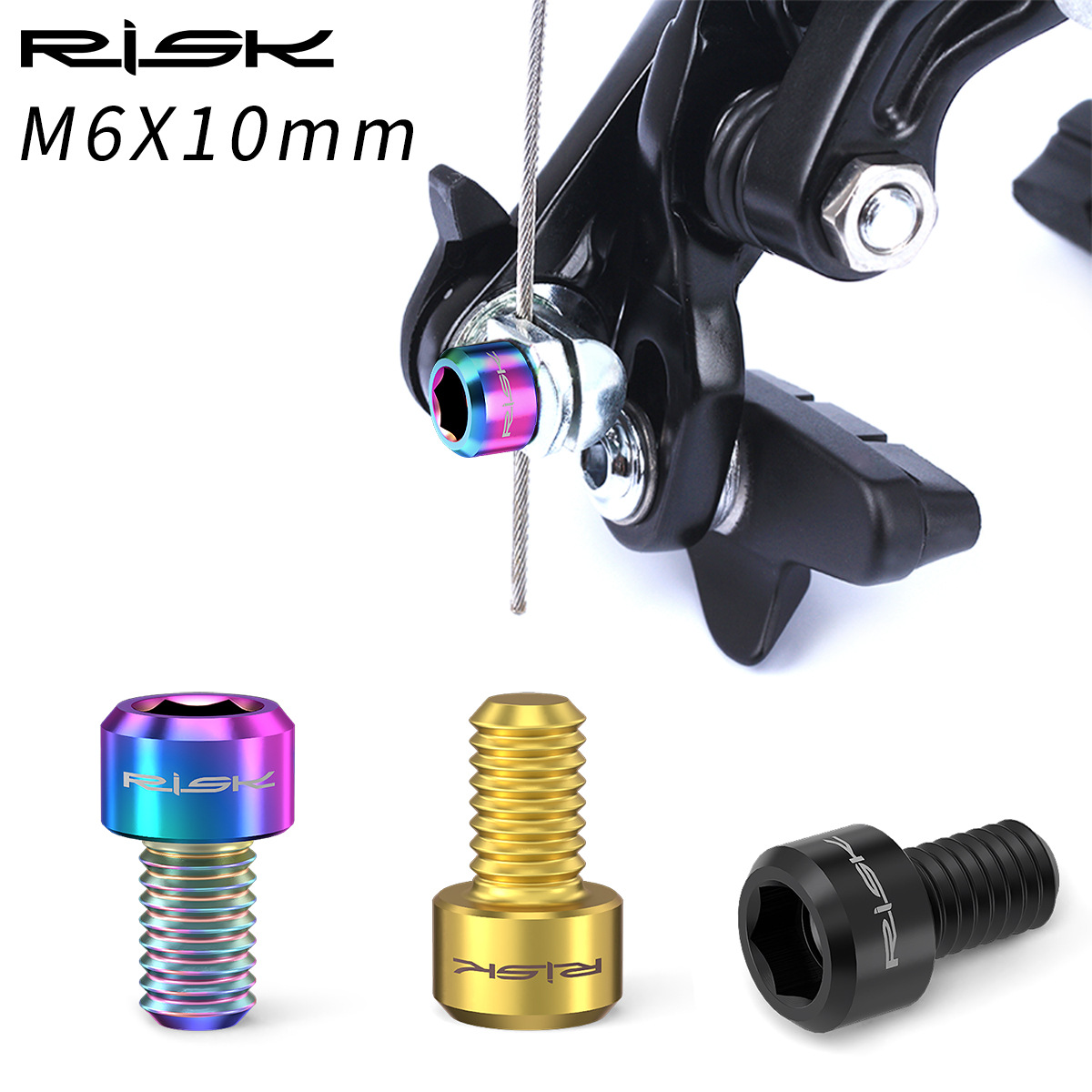 RISK Parts M6x10mm Fork V-Brake Cable Fixing Screws Mountain and Road Bike C-Brake Titanium Alloy Screws RT031