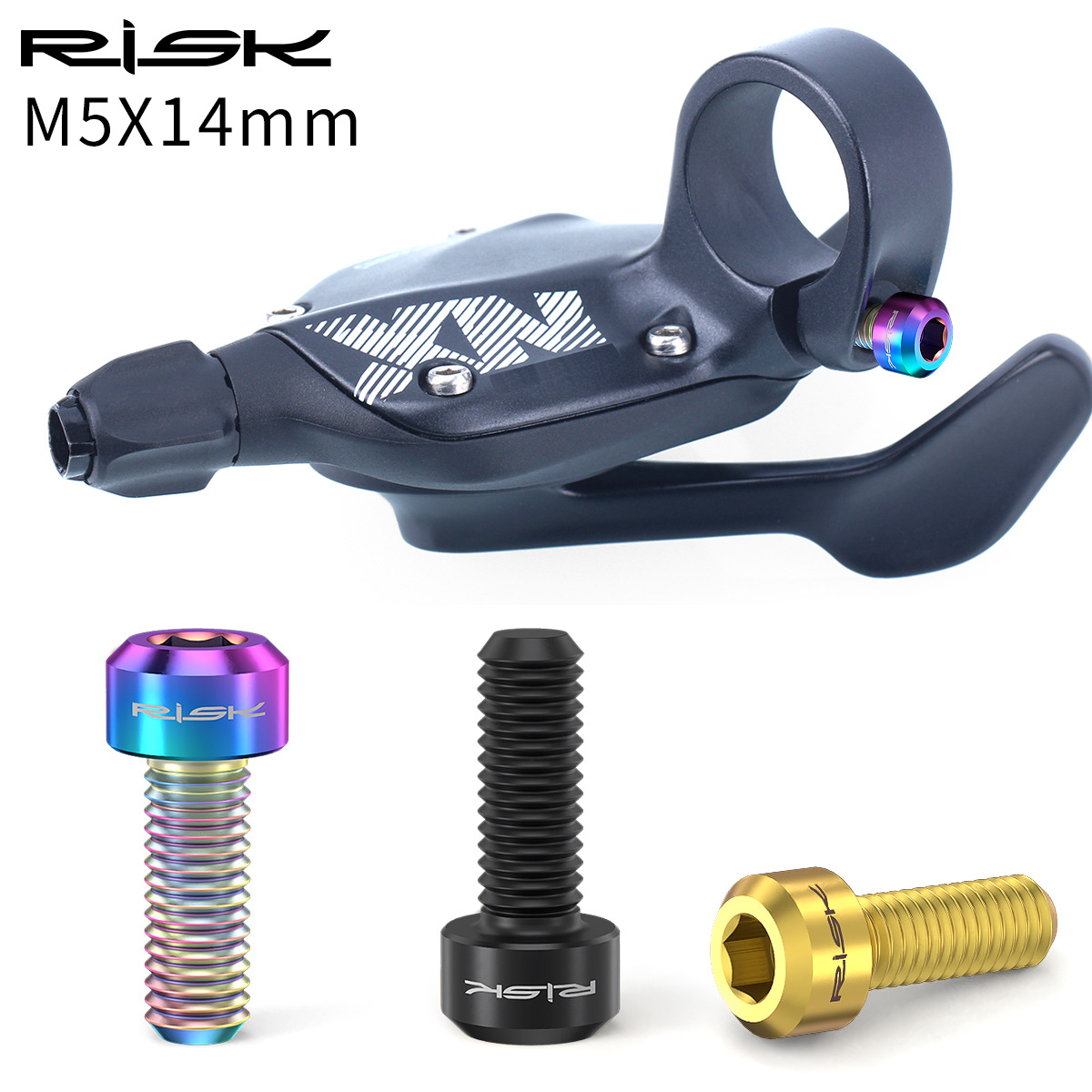 RISK Parts M5x14mm Mountain Bike Derailleur Lever Fixing Titanium Alloy Colorful Screws RT016