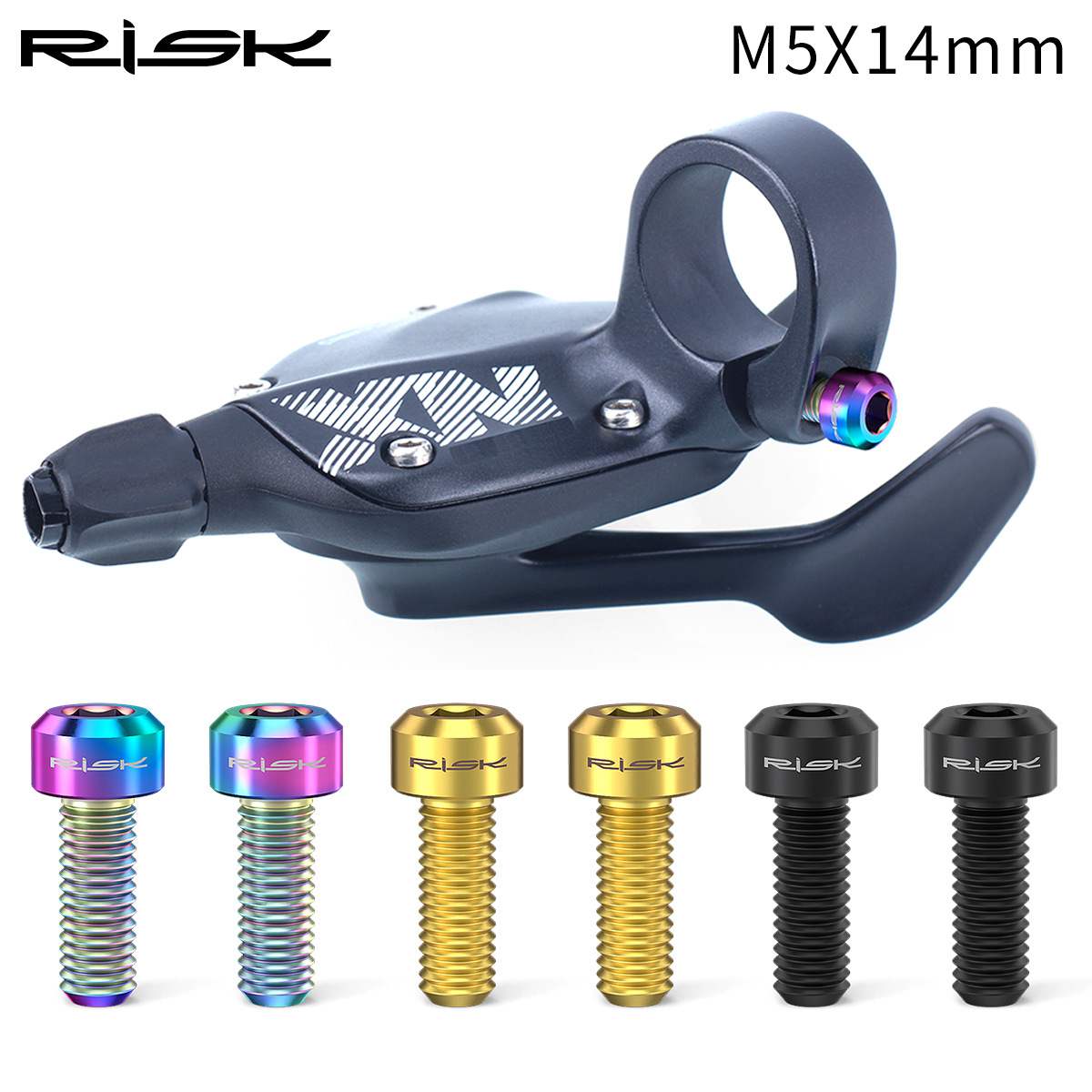 RISK Parts M5x14mm Mountain Bike Derailleur Lever Fixing Titanium Alloy Colorful Screws RT016