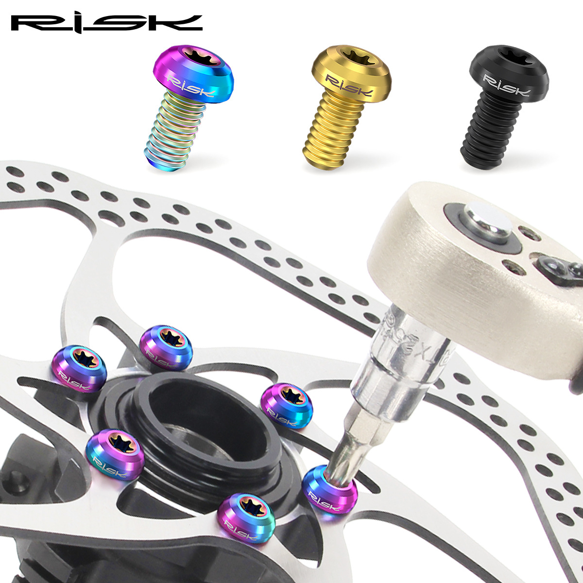 RISK Parts Mountain Bike Titanium Alloy T25 Rotor Screws M5x10 for Disc Brake Rotor Fixation RT103