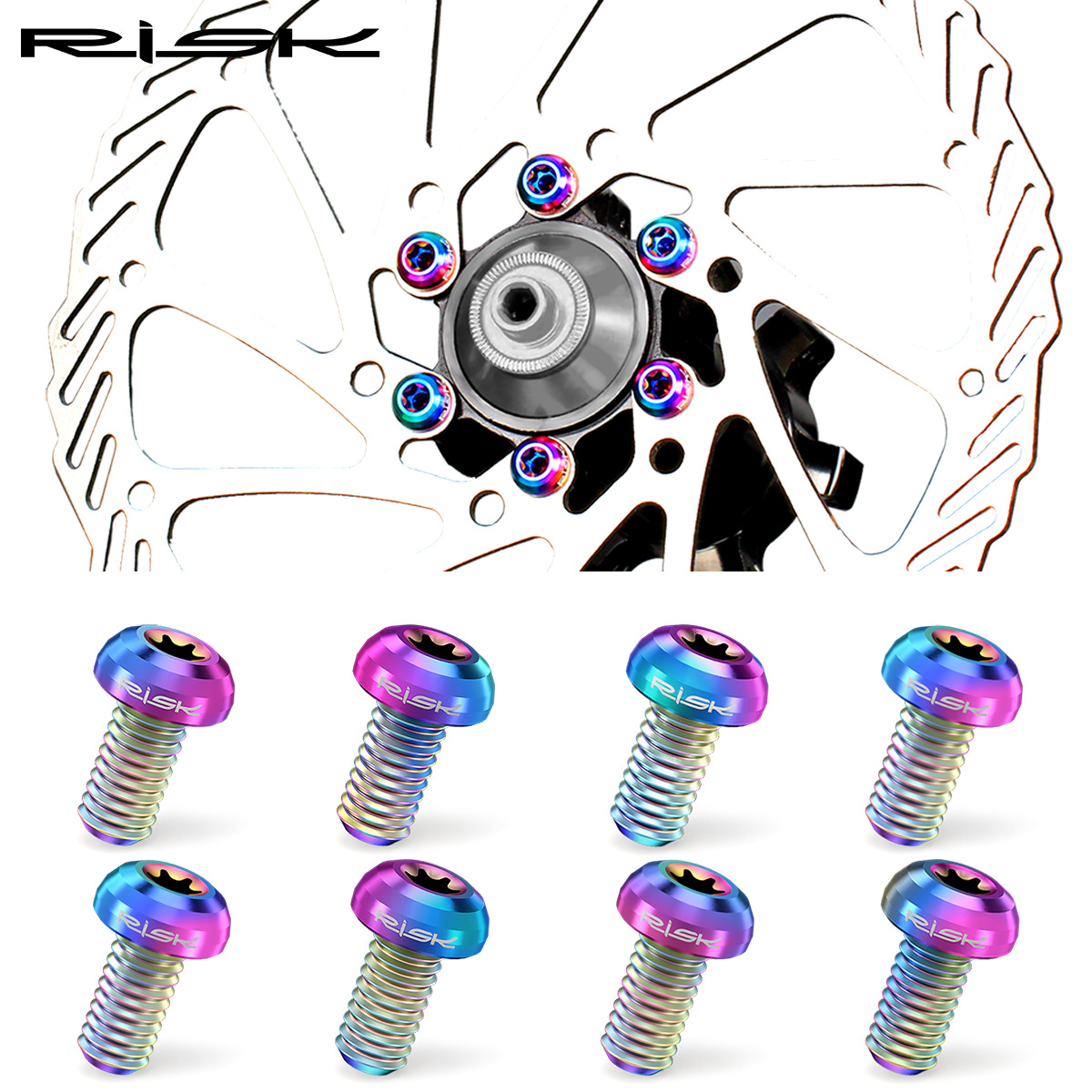 RISK Parts Mountain Bike Titanium Alloy T25 Rotor Screws M5x10 for Disc Brake Rotor Fixation RT103