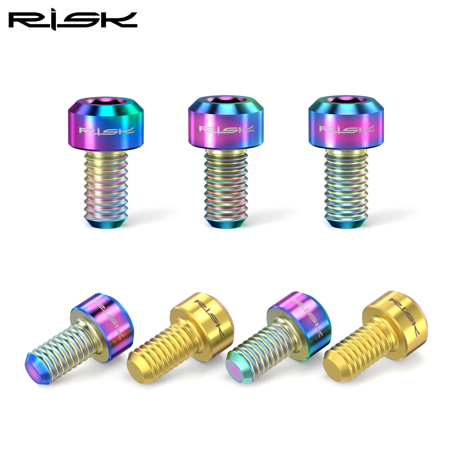 RISK Parts M5x9mm Mountain and Road Bike Front and Rear Derailleur Cable Adjusting Titanium Alloy Colorful Screws RT012