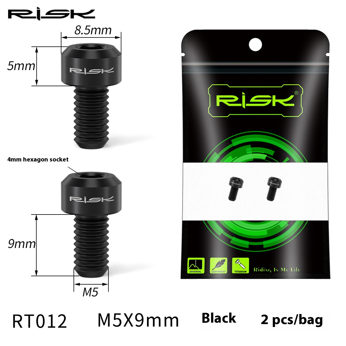 RISK Parts M5x9mm Mountain and Road Bike Front and Rear Derailleur Cable Adjusting Titanium Alloy Colorful Screws RT012