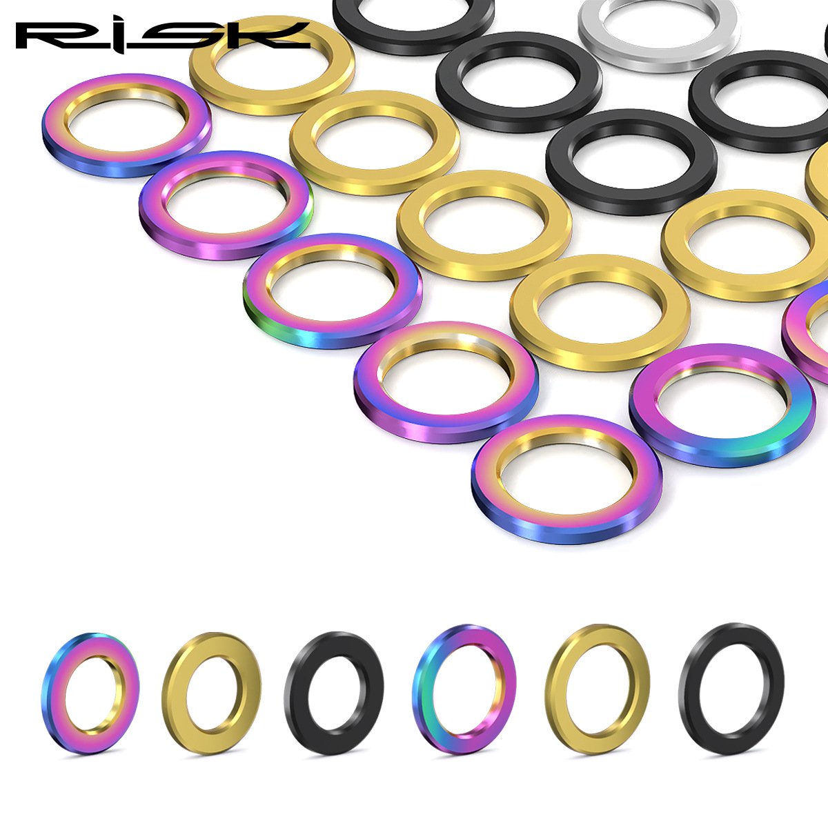 RISK Parts Titanium Alloy M5/6mm Screw Washers Gold and Colored Flat Washers for Mountain Bikes RT010/011