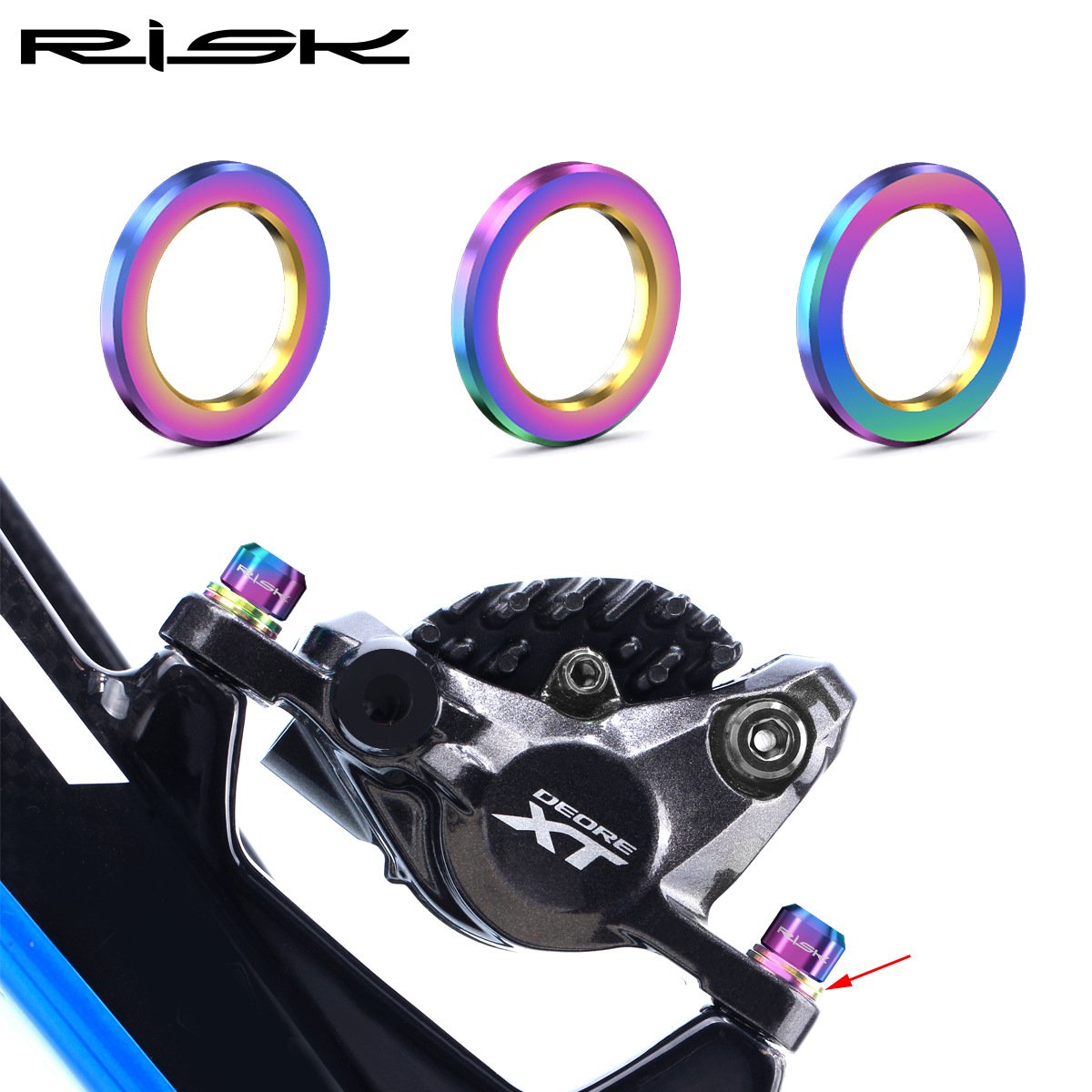 RISK Parts Titanium Alloy M5/6mm Screw Washers Gold and Colored Flat Washers for Mountain Bikes RT010/011