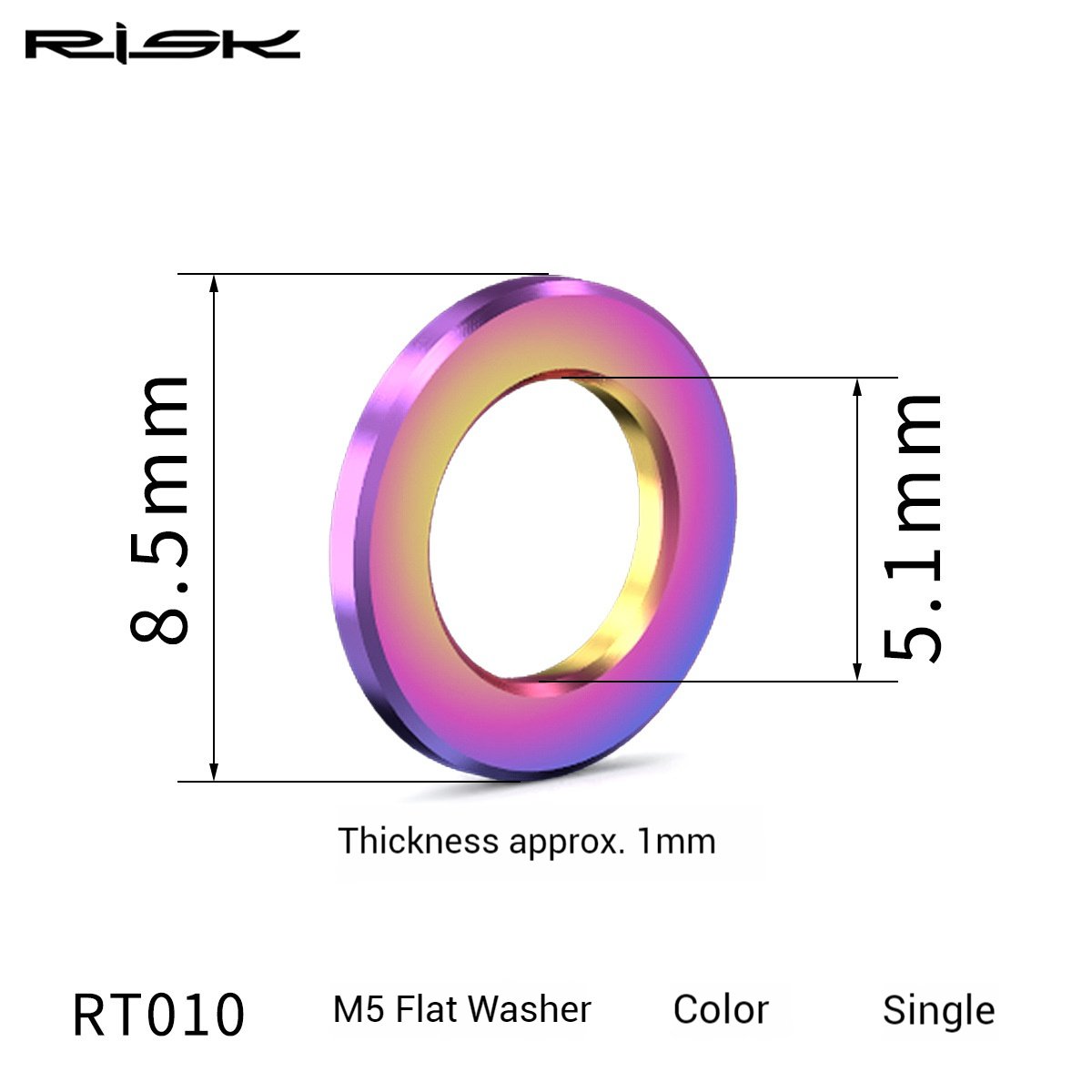 RISK Parts Titanium Alloy M5/6mm Screw Washers Gold and Colored Flat Washers for Mountain Bikes RT010/011