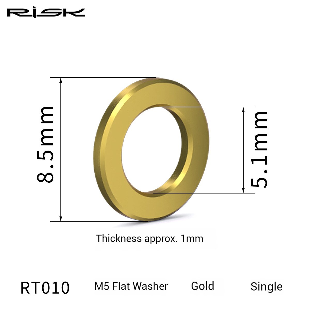 RISK Parts Titanium Alloy M5/6mm Screw Washers Gold and Colored Flat Washers for Mountain Bikes RT010/011