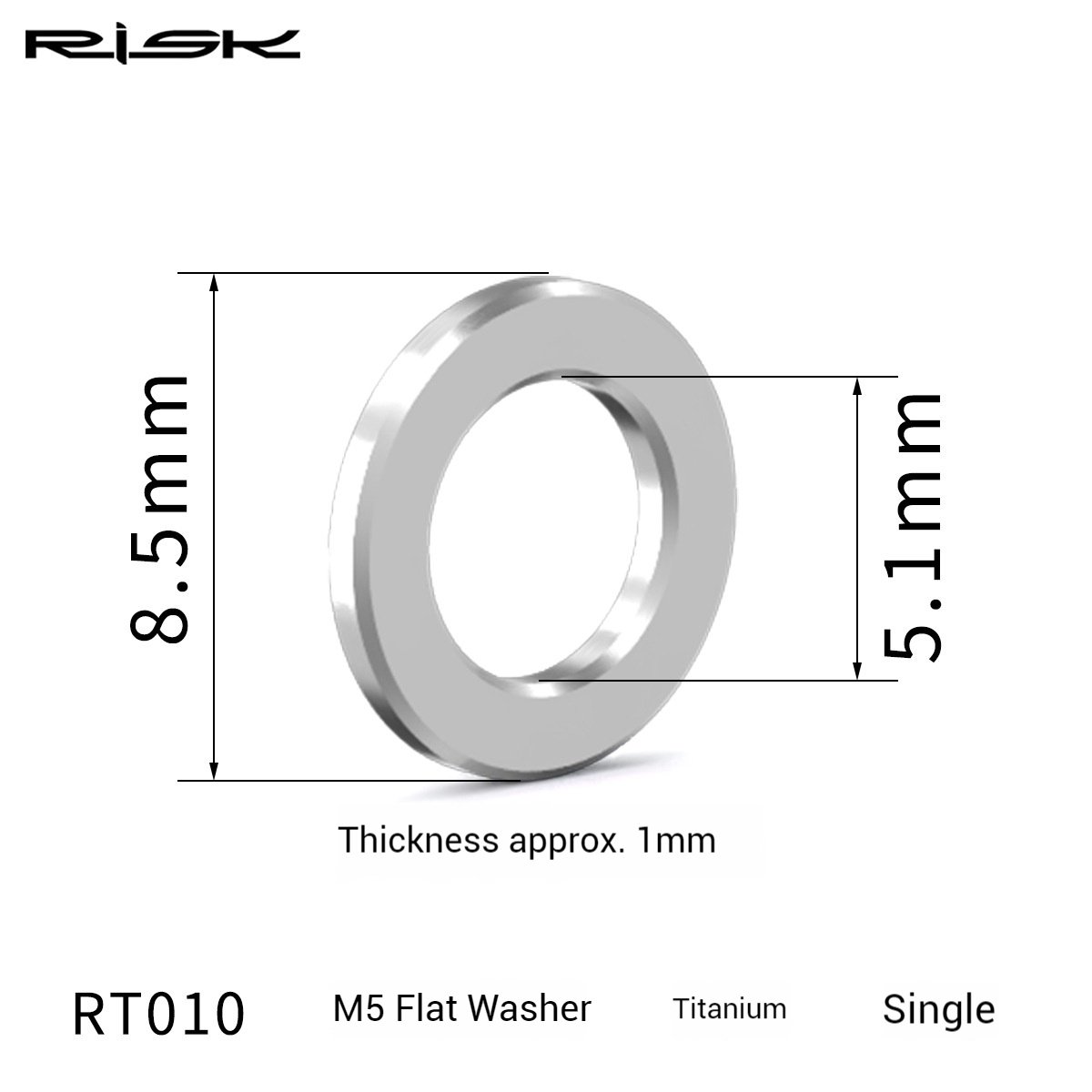 RISK Parts Titanium Alloy M5/6mm Screw Washers Gold and Colored Flat Washers for Mountain Bikes RT010/011