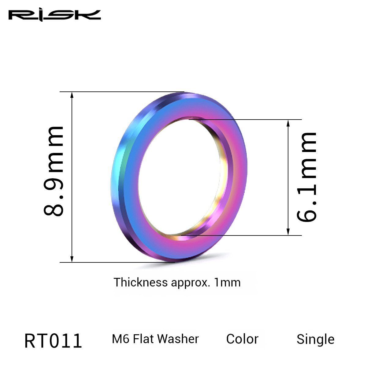 RISK Parts Titanium Alloy M5/6mm Screw Washers Gold and Colored Flat Washers for Mountain Bikes RT010/011