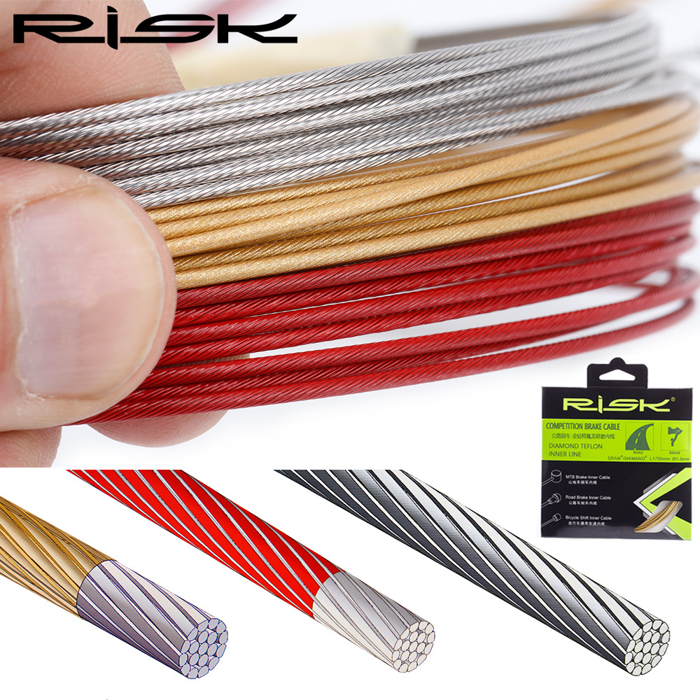 RISK Parts Bicycle Nano Teflon Brake Cable Core Gold Diamond Teflon Inner Cable Mountain Road 1700 2100mm