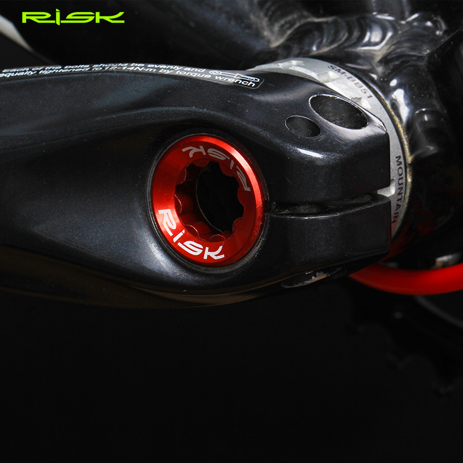 RISK Parts Bicycle Crank Arm Cap Hollow Integrated Chainring for Mountain Bike Aluminum Alloy Crank Screws BB Axle Crank RA123
