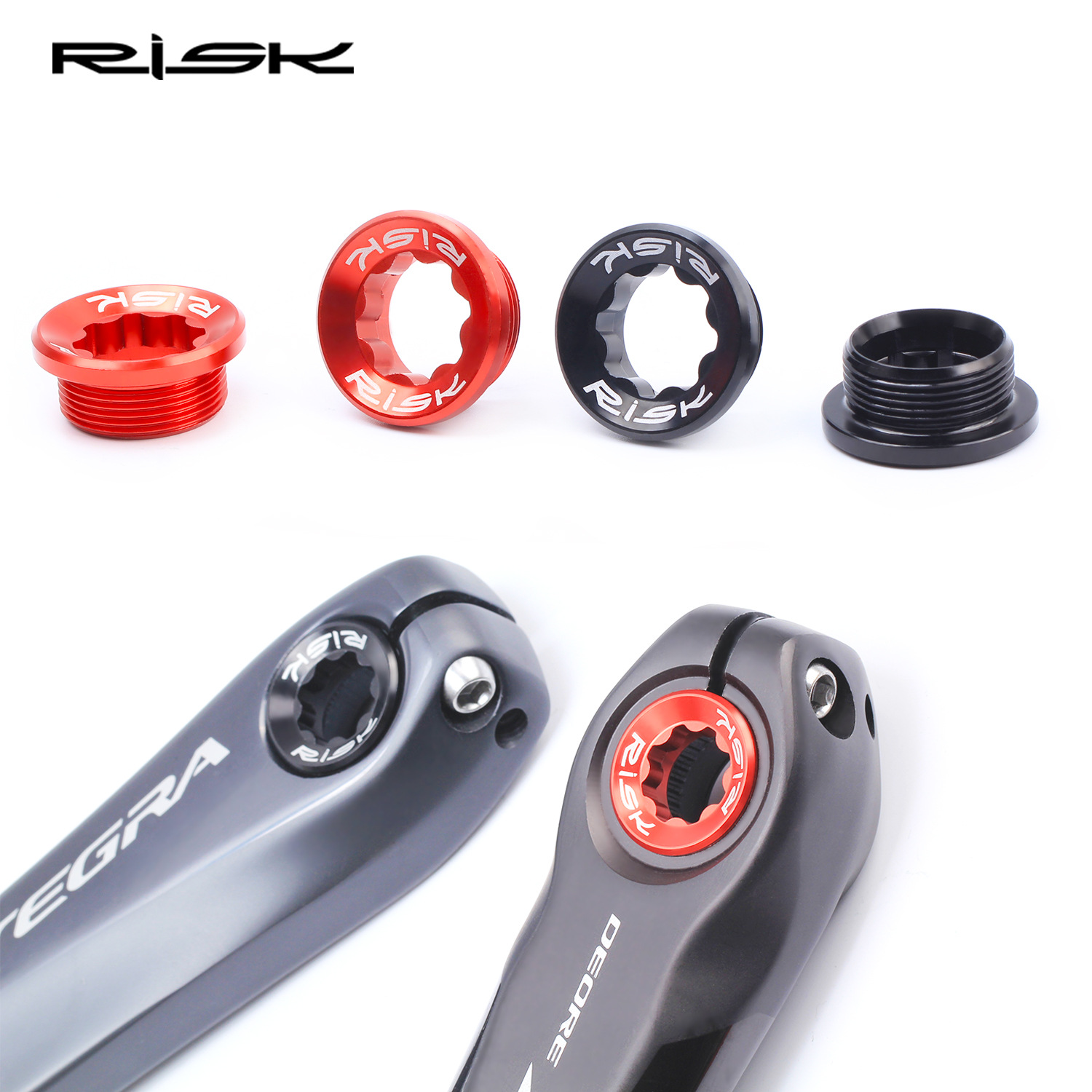 RISK Parts Bicycle Crank Arm Cap Hollow Integrated Chainring for Mountain Bike Aluminum Alloy Crank Screws BB Axle Crank RA123