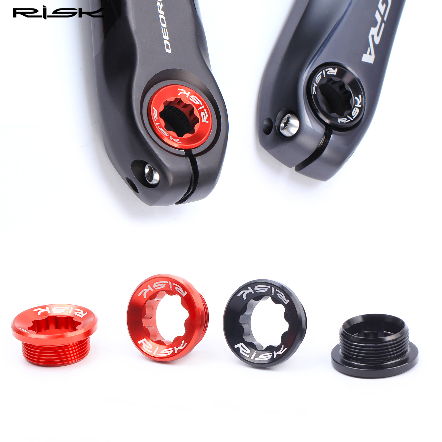 RISK Parts Bicycle Crank Arm Cap Hollow Integrated Chainring for Mountain Bike Aluminum Alloy Crank Screws BB Axle Crank RA123