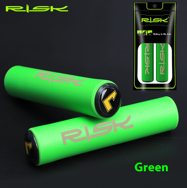 RISK Parts Bicycle Handlebar Foam Grip Shock-Absorbing Foam Grip Mountain Bike Mini Bike Non-Slip Grip with Bar End Plugs