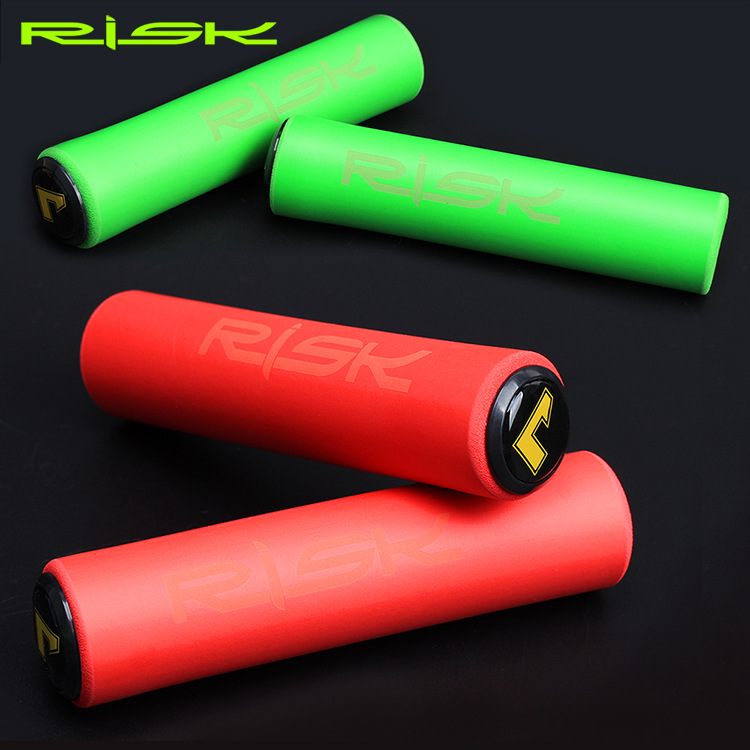 RISK Parts Bicycle Handlebar Foam Grip Shock-Absorbing Foam Grip Mountain Bike Mini Bike Non-Slip Grip with Bar End Plugs
