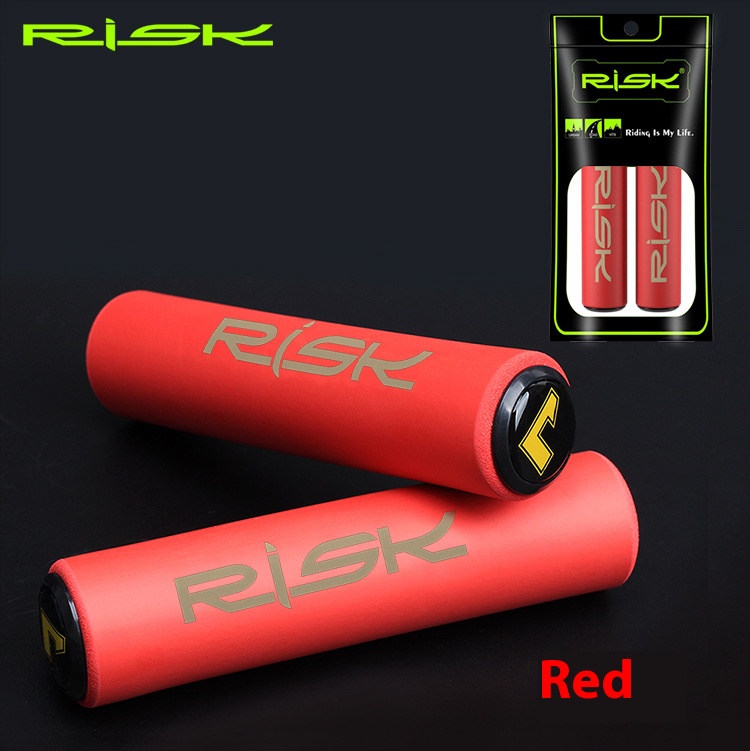 RISK Parts Bicycle Handlebar Foam Grip Shock-Absorbing Foam Grip Mountain Bike Mini Bike Non-Slip Grip with Bar End Plugs