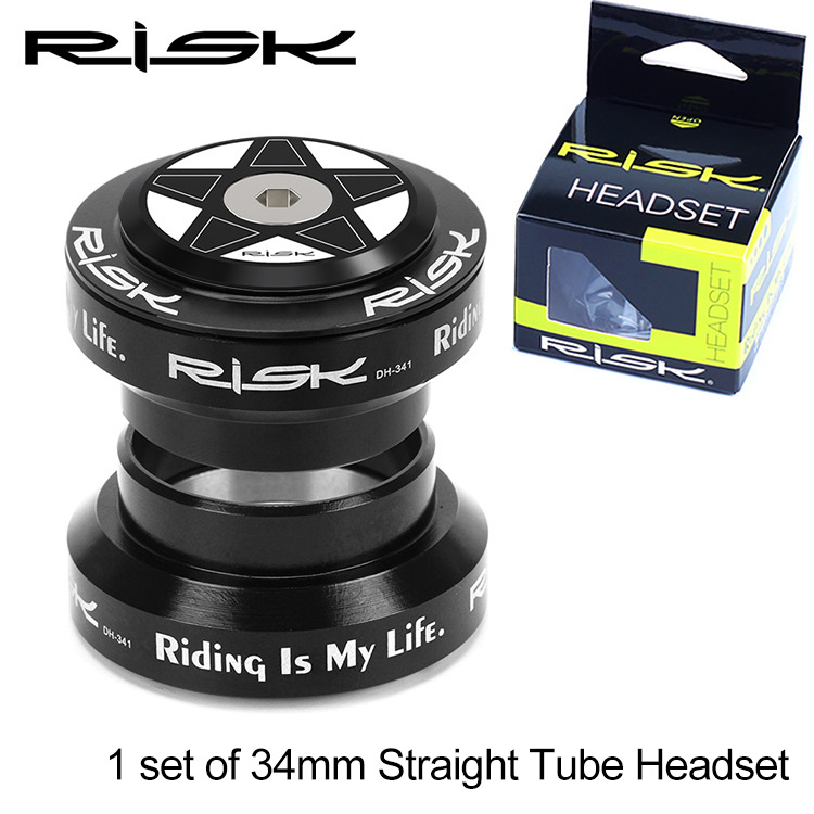 RISK Parts 34mm Straight Tube Headset Bearings Road/Fixed Gear Bike 28.6mm External Headset Fork Assembly DH-341