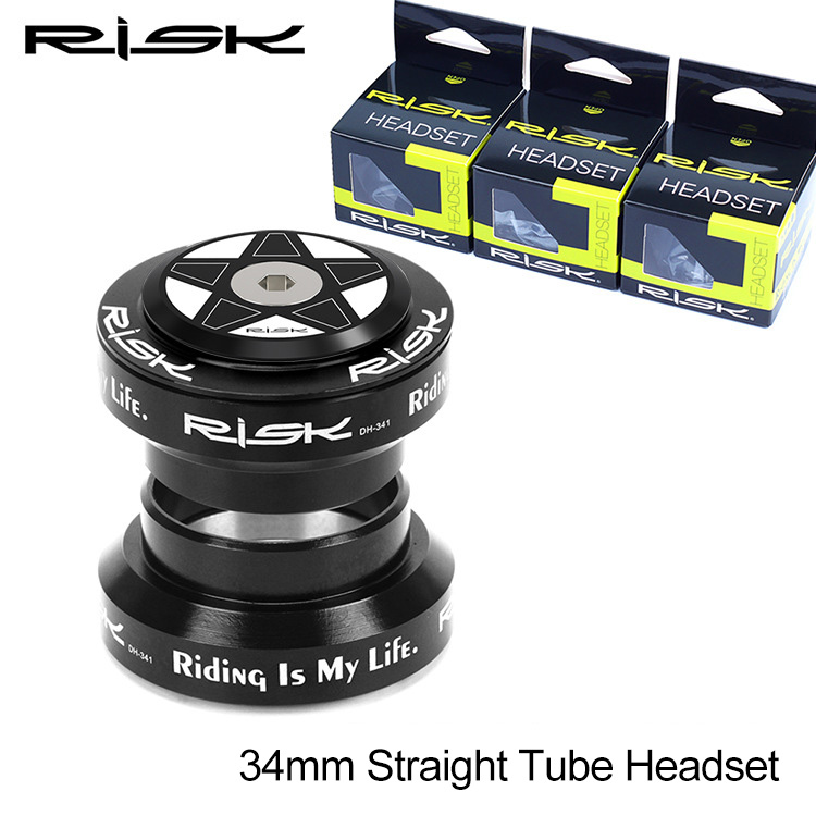 RISK Parts 34mm Straight Tube Headset Bearings Road/Fixed Gear Bike 28.6mm External Headset Fork Assembly DH-341