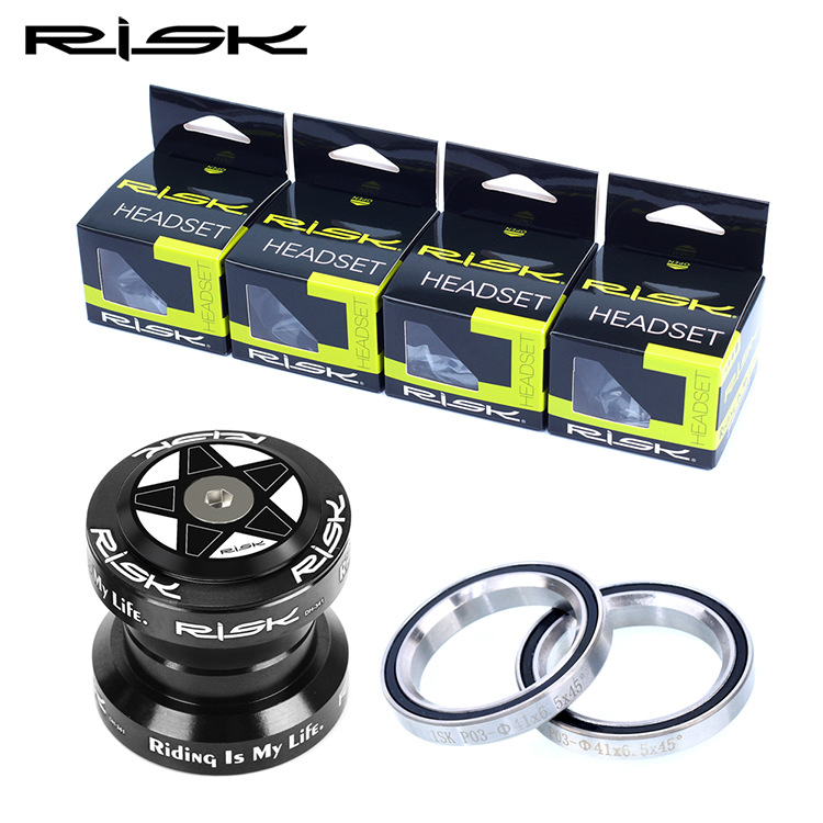 RISK Parts 34mm Straight Tube Headset Bearings Road/Fixed Gear Bike 28.6mm External Headset Fork Assembly DH-341