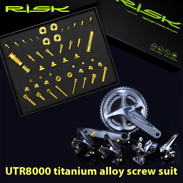 RISK Parts UT R8000 Titanium Screw Kit Road Bike C-Clamp Brake Front Rear Derailleur Screw Set RT105