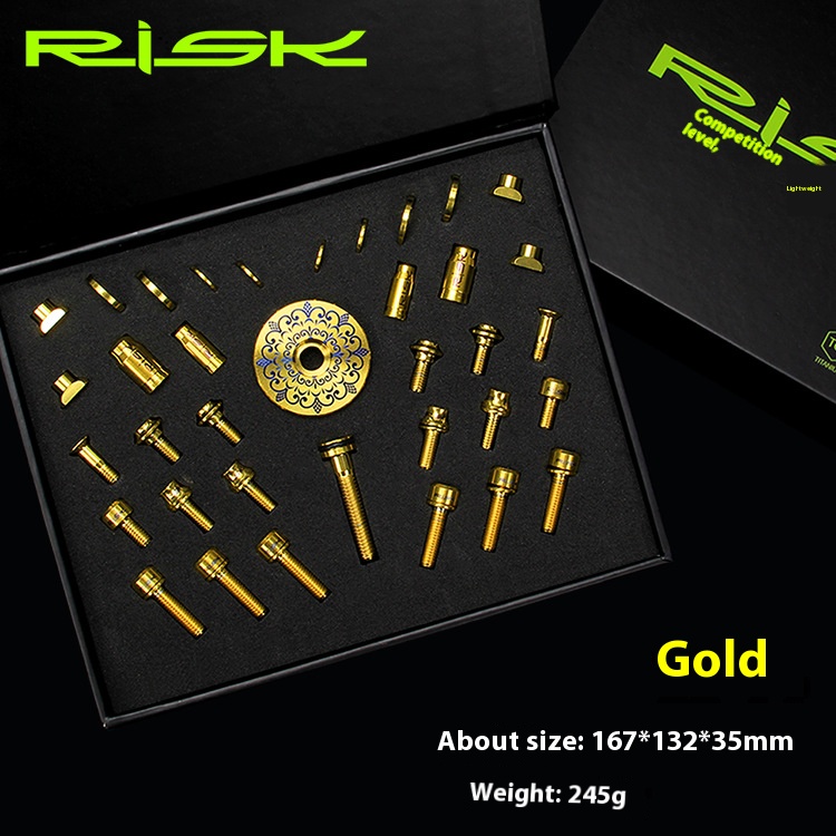 RISK Parts conventional road bike titanium alloy screw set handlebar C clamp brake fixing screw valve cap kit RT107