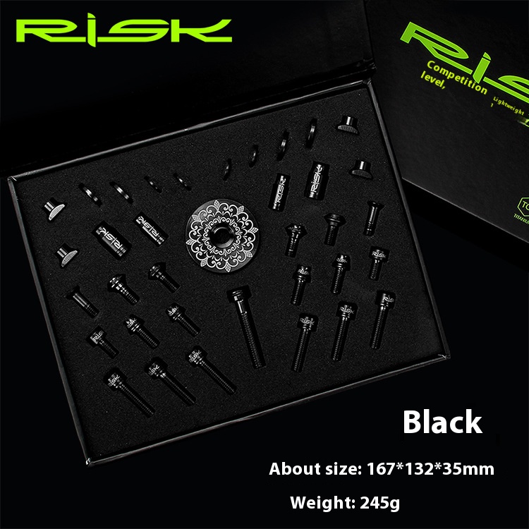 RISK Parts conventional road bike titanium alloy screw set handlebar C clamp brake fixing screw valve cap kit RT107