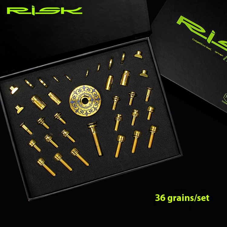 RISK Parts conventional road bike titanium alloy screw set handlebar C clamp brake fixing screw valve cap kit RT107