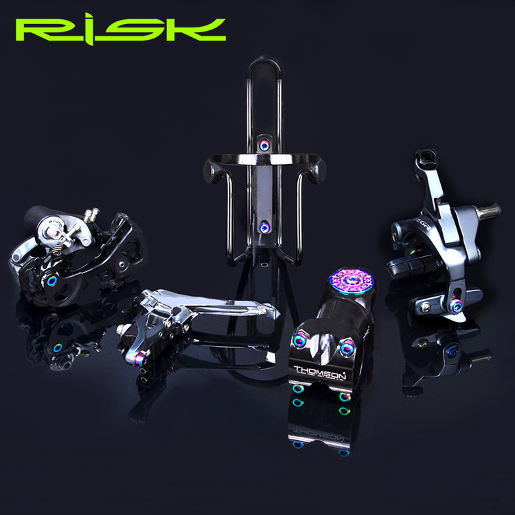 RISK Parts conventional road bike titanium alloy screw set handlebar C clamp brake fixing screw valve cap kit RT107
