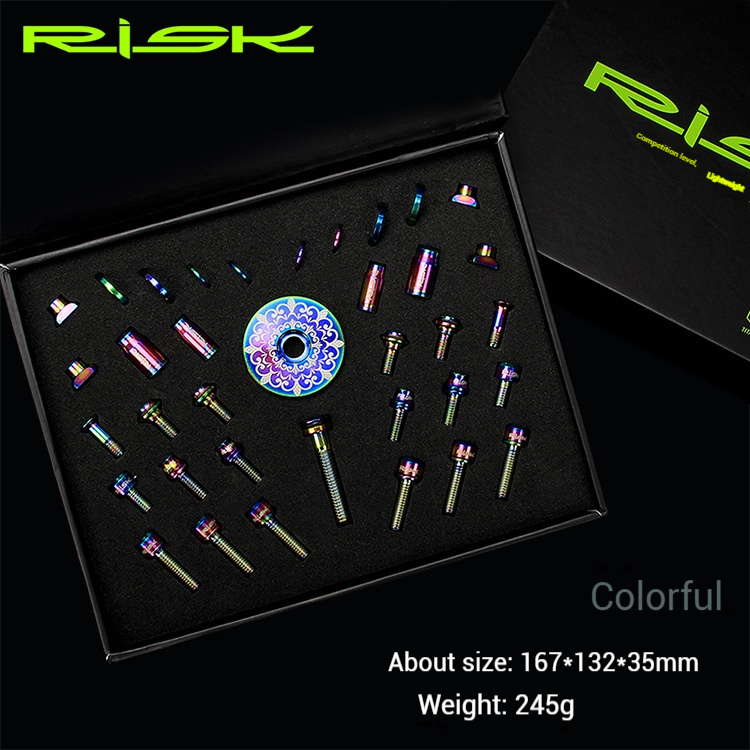 RISK Parts conventional road bike titanium alloy screw set handlebar C clamp brake fixing screw valve cap kit RT107