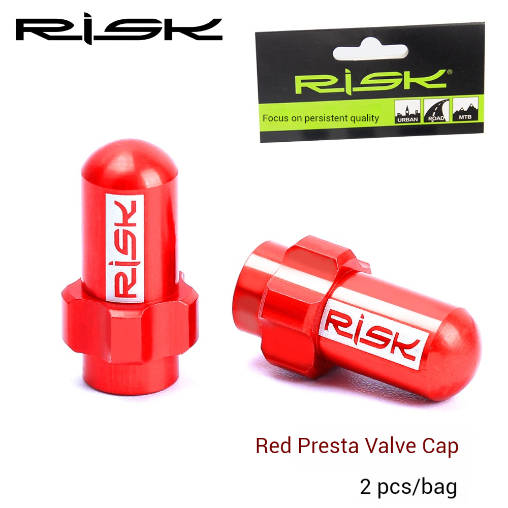 RISK Parts Road Fixed Gear and Mountain Bike Presta Valve Schrader Valve American French Valve Dust Cap with O-Ring 7075 Aluminum Alloy FV18 AV18