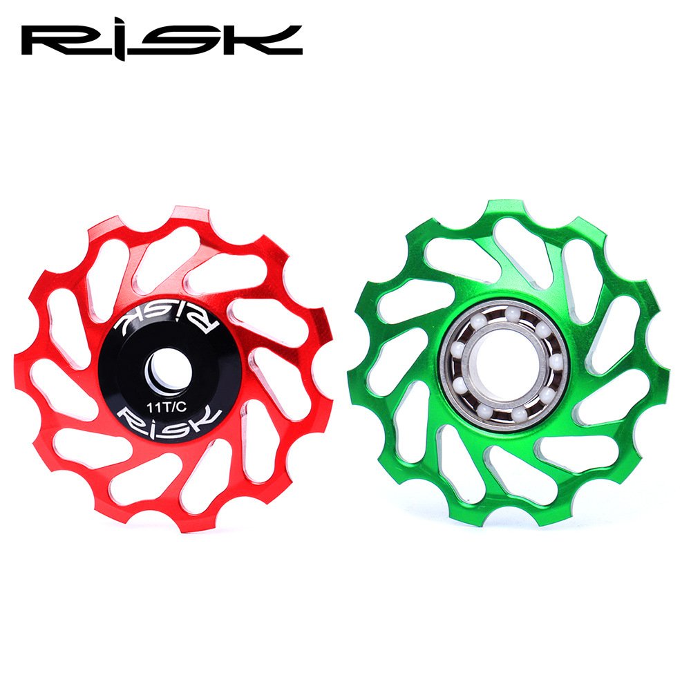RISK Parts Mountain/Road Bike Ceramic Rear Derailleur Guide Pulley 11T Aluminum Alloy Bearing Pulley Wheel RA126