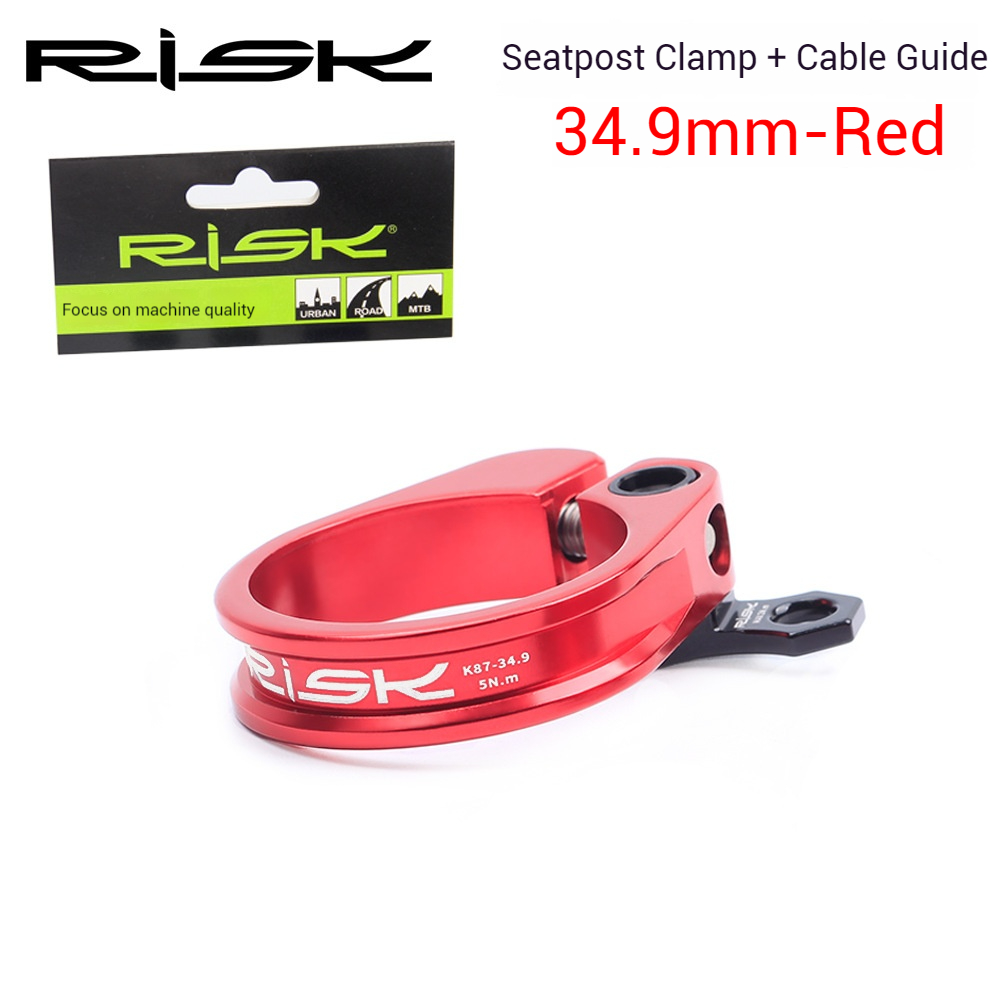 RISK Parts K87 Mountain/Road Bike Seatpost Clamp with Quick Release Seat Tube Clamp Ring with Cable guide 31.8/34.9mm