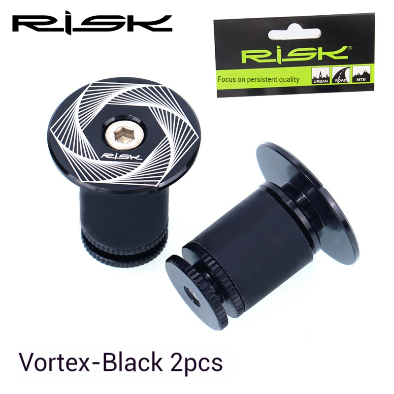 RISK Parts Mountain/Road Bike Handlebar End Plugs Aluminum Alloy Expansion Locking Bar End Caps with Handlebar Tape and Plug Cover RA118