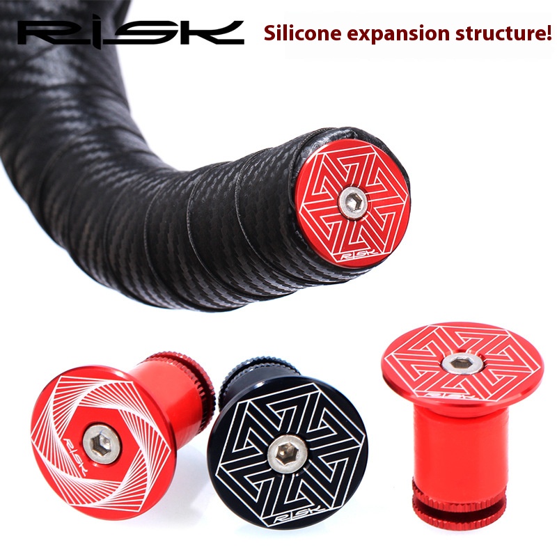 RISK Parts Mountain/Road Bike Handlebar End Plugs Aluminum Alloy Expansion Locking Bar End Caps with Handlebar Tape and Plug Cover RA118