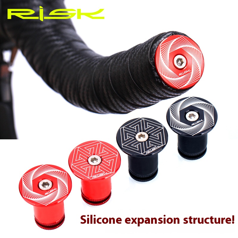 RISK Parts Mountain/Road Bike Handlebar End Plugs Aluminum Alloy Expansion Locking Bar End Caps with Handlebar Tape and Plug Cover RA118