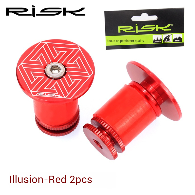 RISK Parts Mountain/Road Bike Handlebar End Plugs Aluminum Alloy Expansion Locking Bar End Caps with Handlebar Tape and Plug Cover RA118