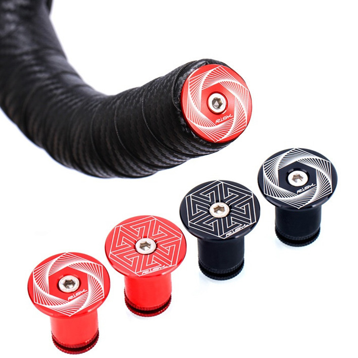 RISK Parts Mountain/Road Bike Handlebar End Plugs Aluminum Alloy Expansion Locking Bar End Caps with Handlebar Tape and Plug Cover RA118
