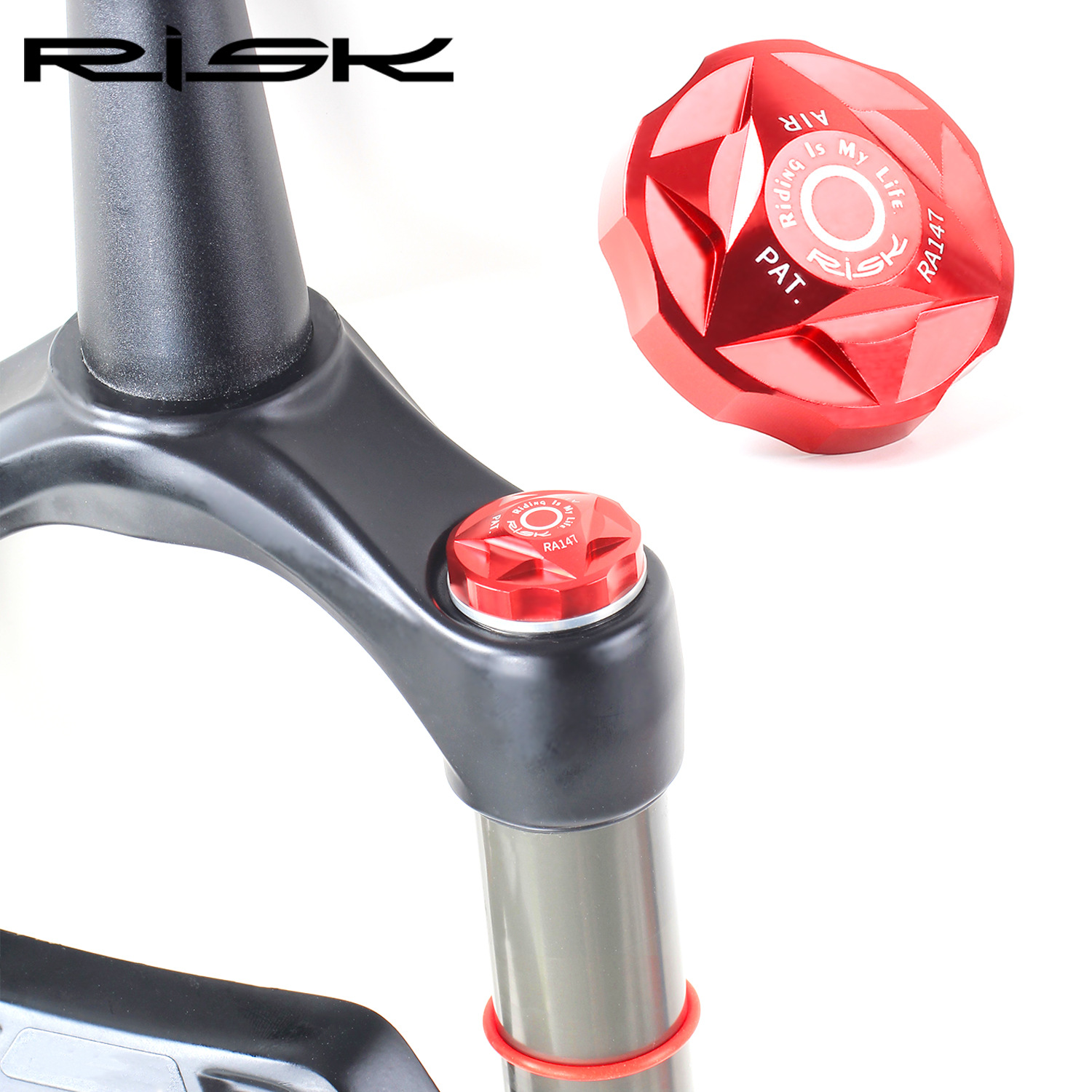 RISK Parts Mountain Bike Suspension Fork Shoulder Cover Aluminum Alloy Air Chamber Cap Shoulder Control Cover Air Fork Dust Cover Top Cap RA147
