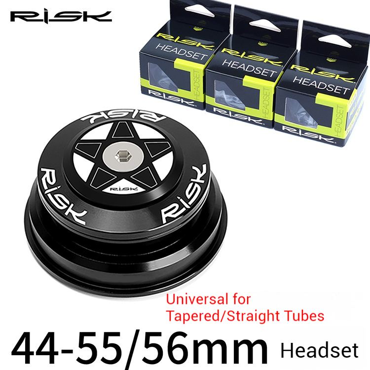 RISK Parts Mountain Bike 44-55/56mm Tapered Headset Straight Tube Conversion 28.6 Straight Tube Fork Bearing Sleeve Kit DH-562 DH-552