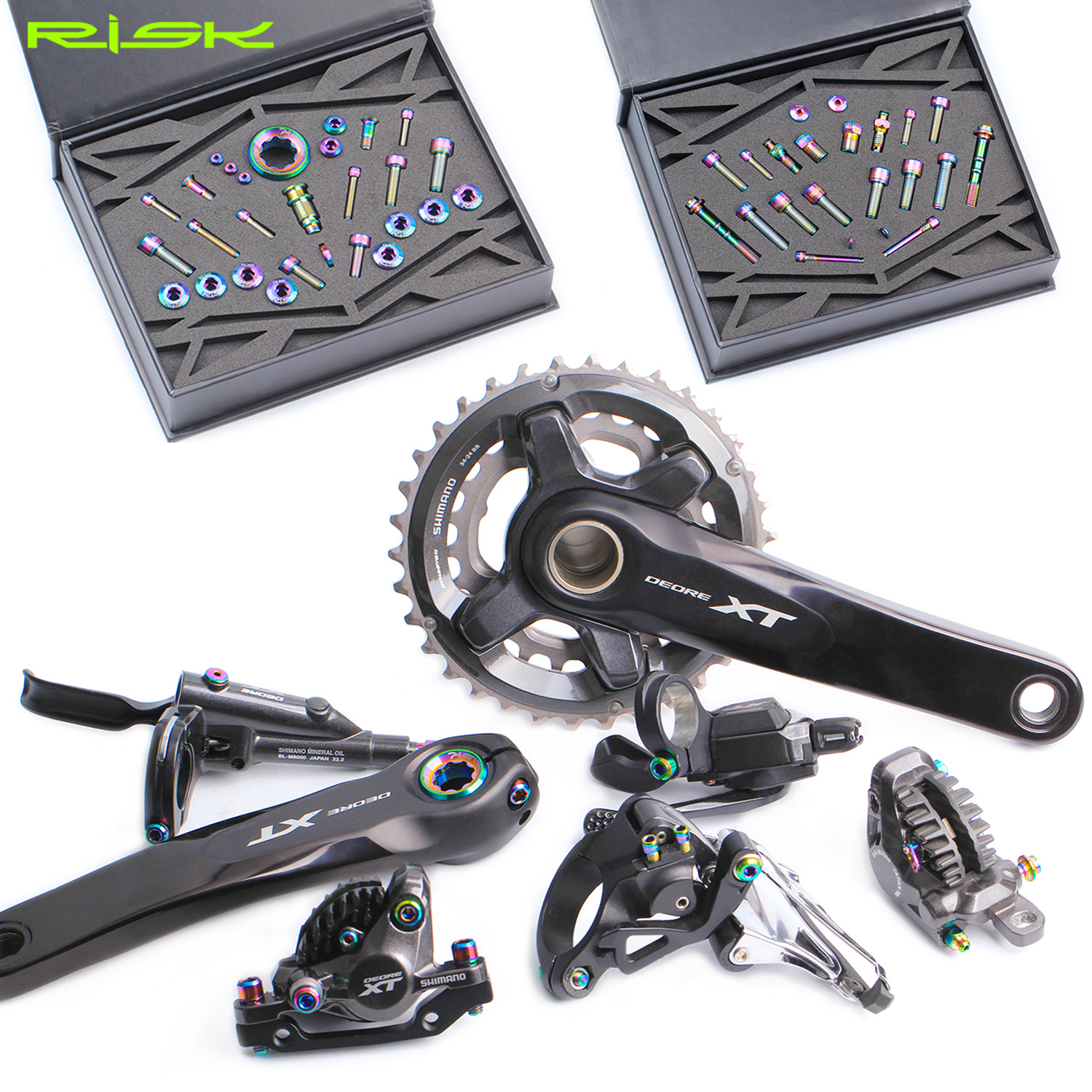 RISK Parts Mountain Bike M7000 Kit XT M8000 Titanium Screw Set Speed SLX Oil Disc Brake RT124-1 RT124-2